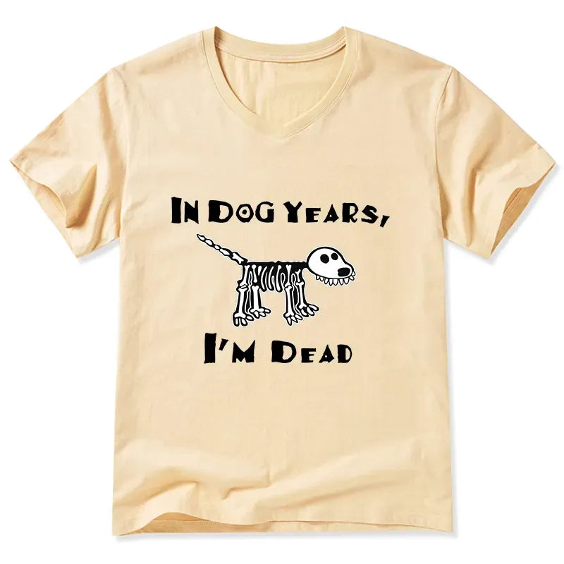 Kyoto-Lion Funny Meme Old Dog Dead In Dog Years V-Neck Classic T-Shirt