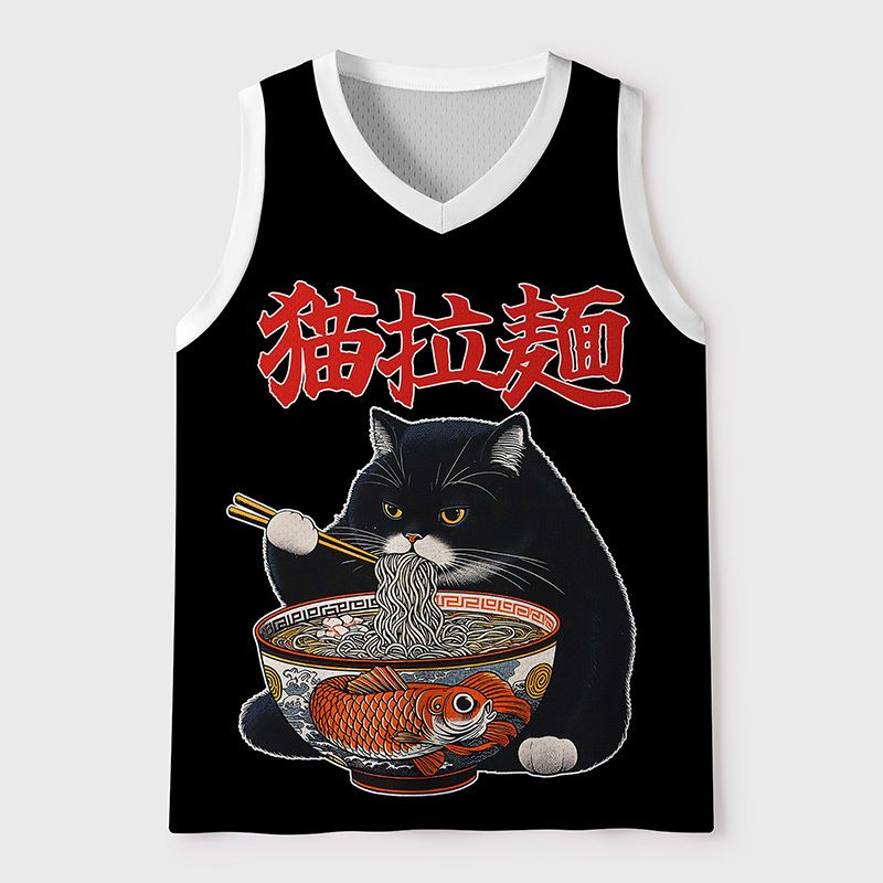 Cat Eating Ramen Tank Top for Fitness