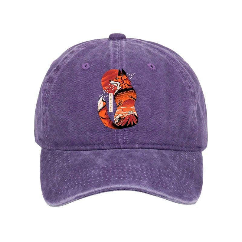 Kyoto-Lion Japanese Fox KitsuneTattoo Washed Cap