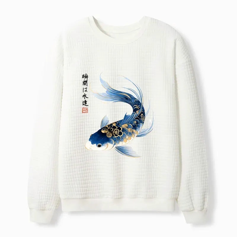 Elegant Koi Waffle Sweatshirt for Her