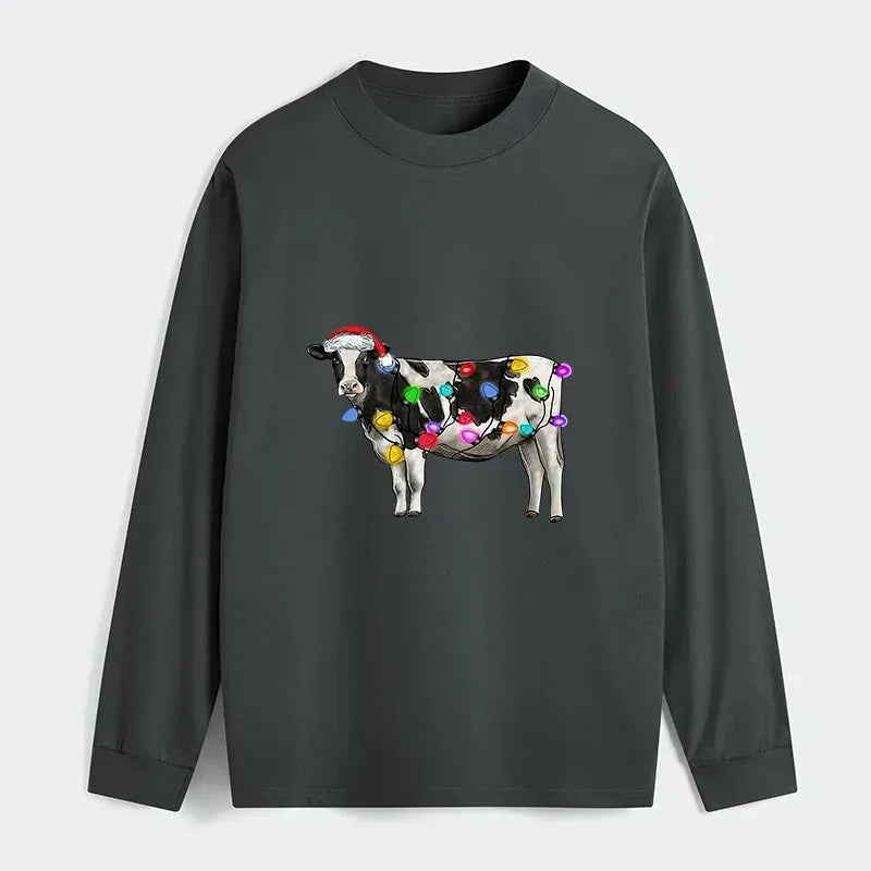 Trendy Unisex Christmas Cow T-Shirt for Holiday