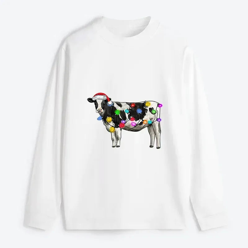 Trendy Unisex Christmas Cow T-Shirt for Holiday
