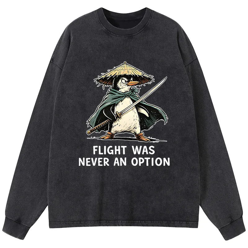 Kyoto-Lion Samurai Penguin Washed Long Sleeve T-Shirt
