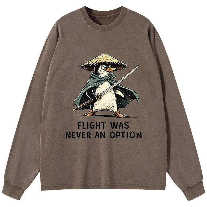 Kyoto-Lion Samurai Penguin Washed Long Sleeve T-Shirt