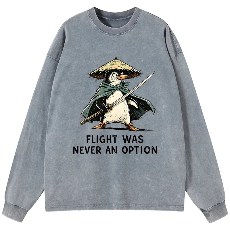Kyoto-Lion Samurai Penguin Washed Long Sleeve T-Shirt