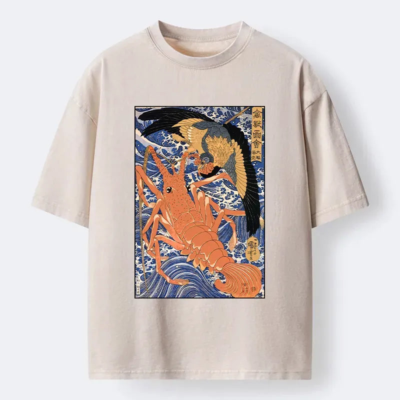 Japanese Ukiyo-e Lobster T-Shirt for Summer