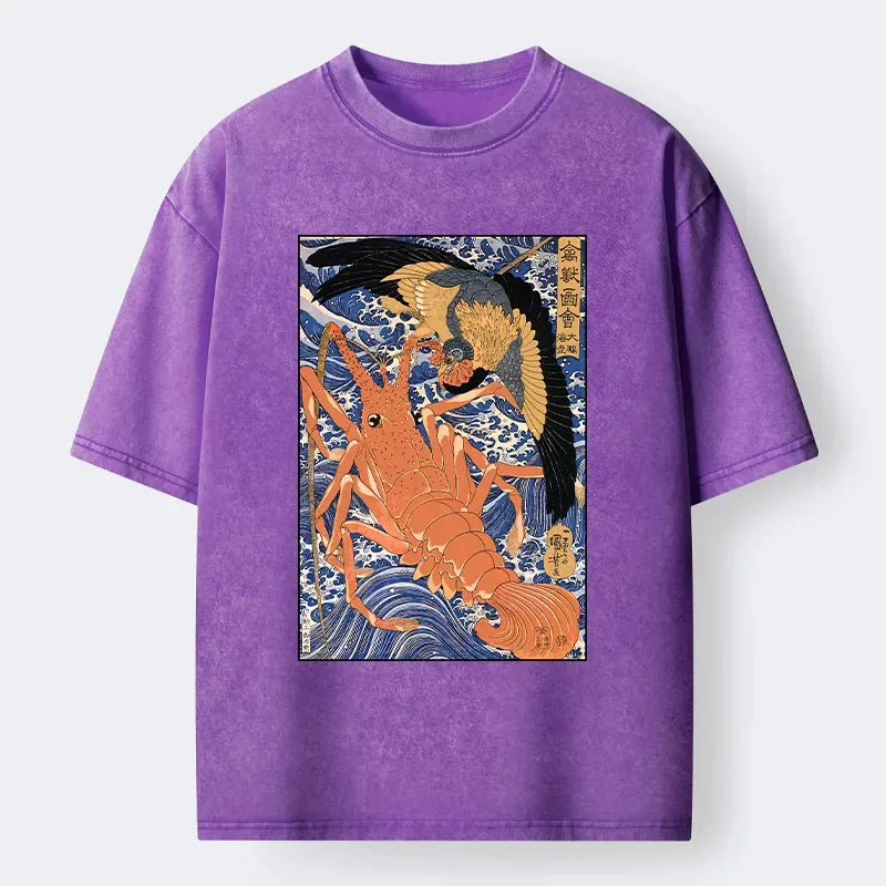 Japanese Ukiyo-e Lobster T-Shirt for Summer