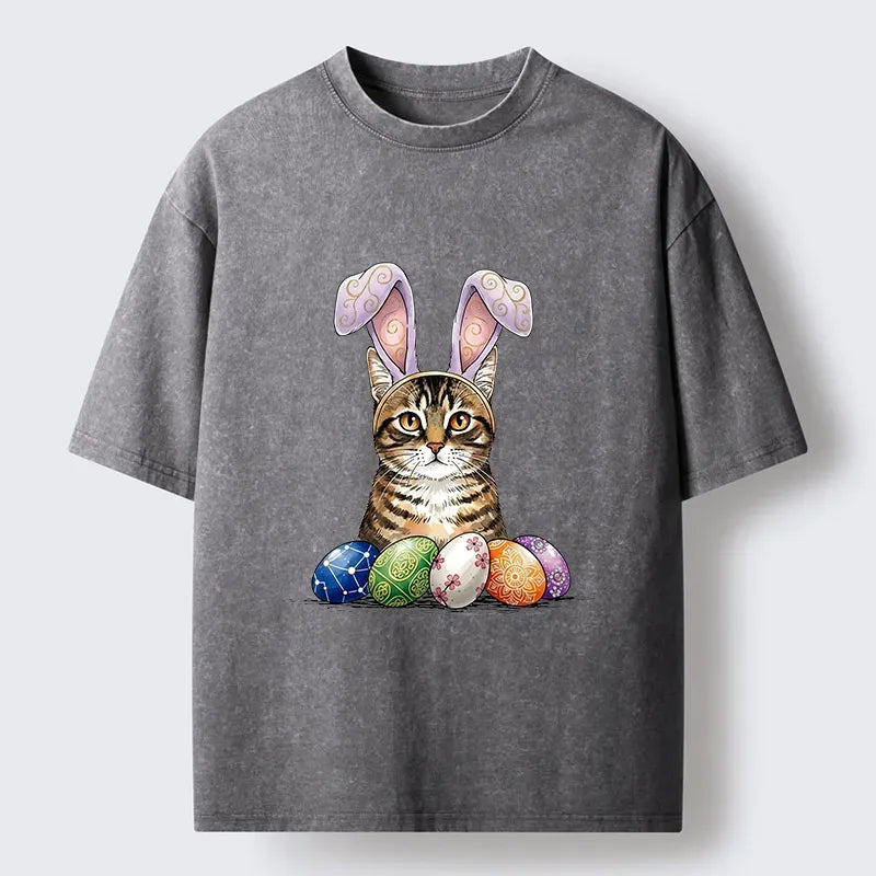 Kyoto-Lion Easter Cat Washed T-Shirt
