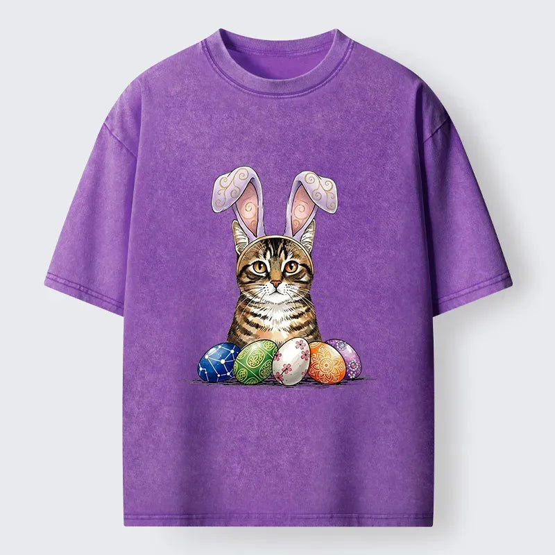 Kyoto-Lion Easter Cat Washed T-Shirt