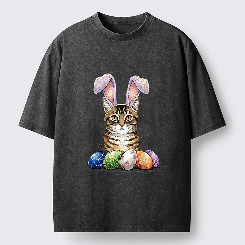 Kyoto-Lion Easter Cat Washed T-Shirt