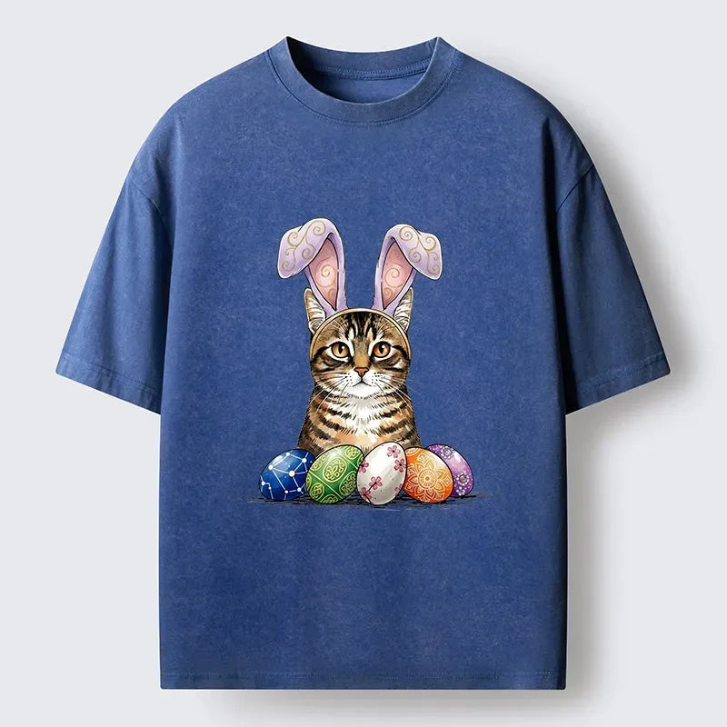 Kyoto-Lion Easter Cat Washed T-Shirt