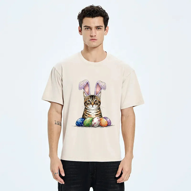 Japanese Washed Cat T-Shirt for Daily Wear
