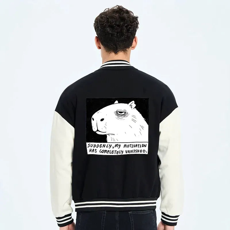 Trendy unisex varsity jacket with embroidered logo