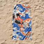 Kyoto-Lion Sumo Wrestler Holding A Koi Beach Towel