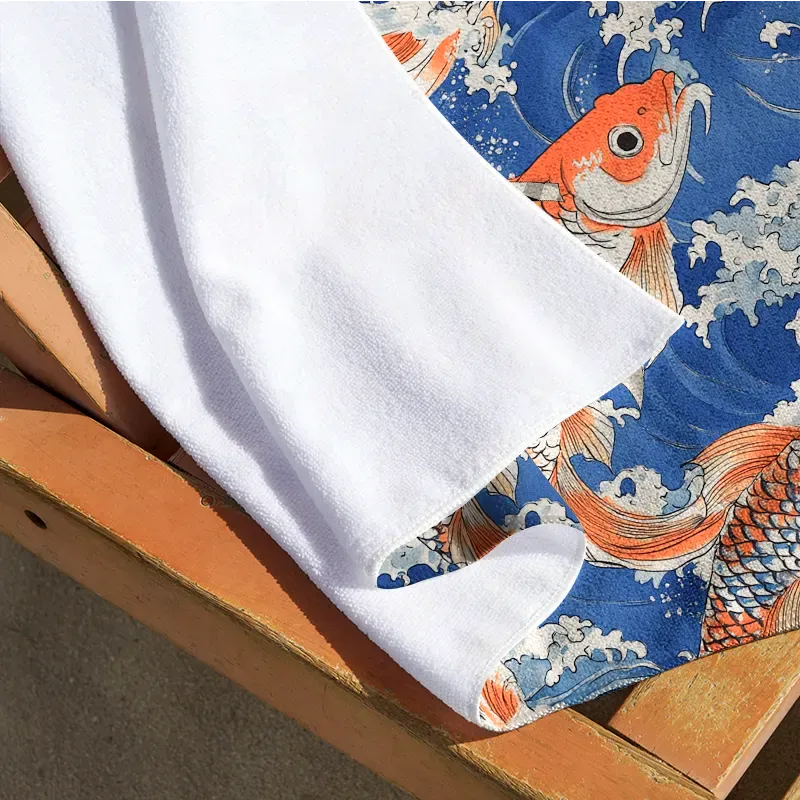 Kyoto-Lion Sumo Wrestler Holding A Koi Beach Towel