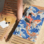 Kyoto-Lion Sumo Wrestler Holding A Koi Beach Towel