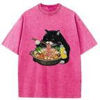 Japanese vintage black cat t-shirt