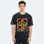 Japanese cat ramen washed t-shirt