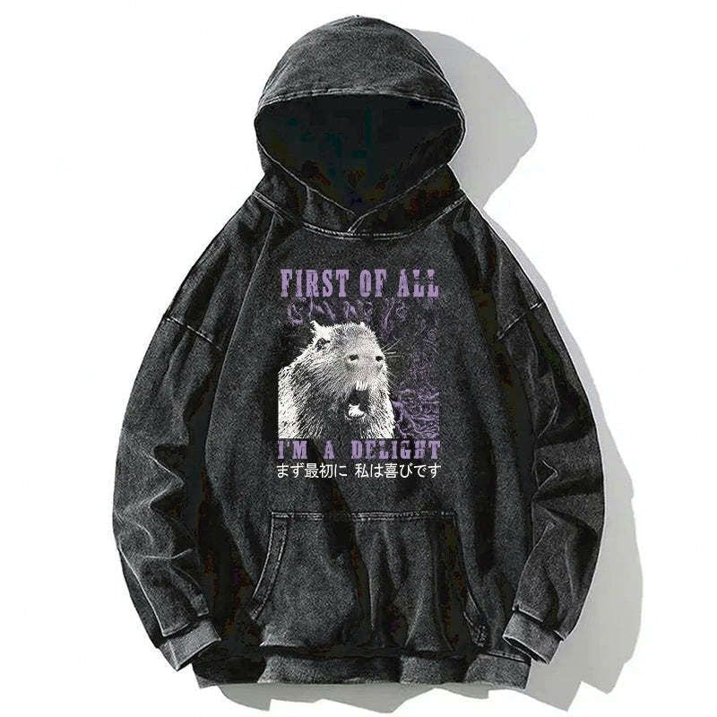Kyoto-Lion First Of All I'm A Delight Washed Hoodie