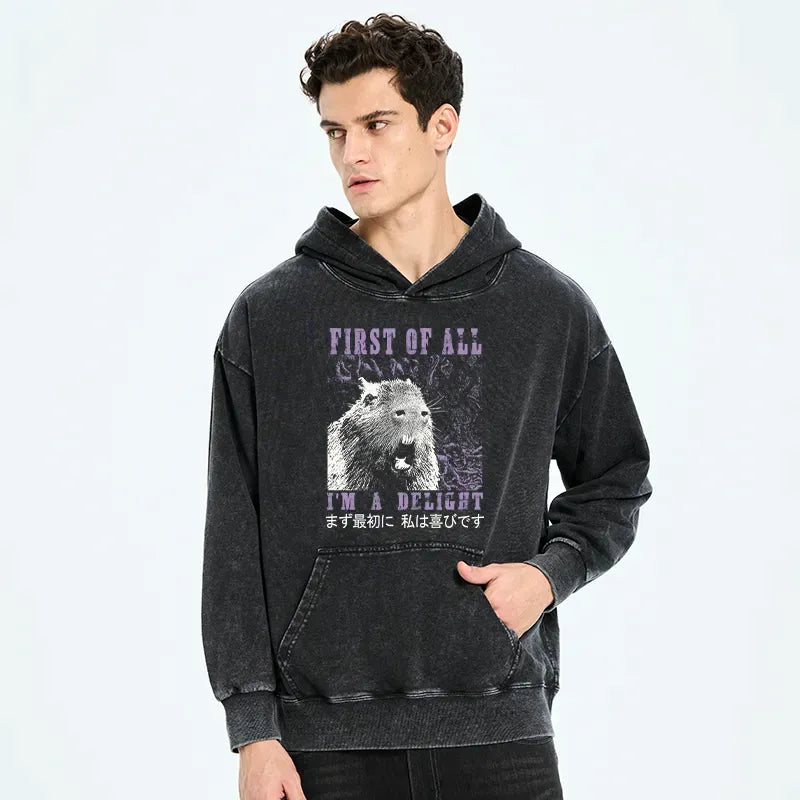 japanese vintage washed hoodie for men