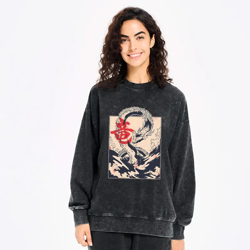 Japanese washed sweatshirt free shipping