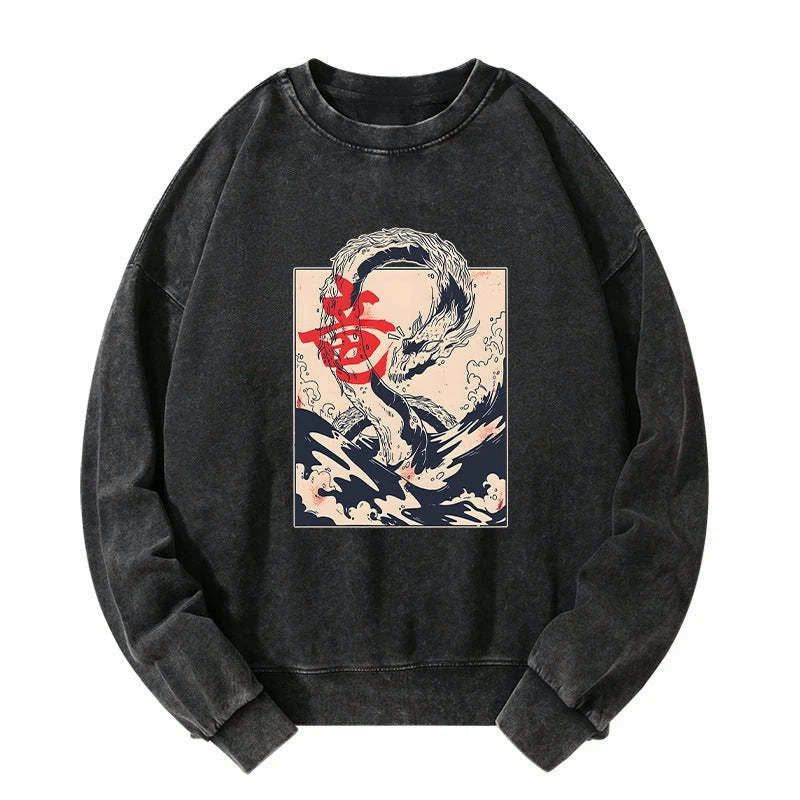Kyoto-Lion Sea Dragon Japanese Washed Sweatshirt