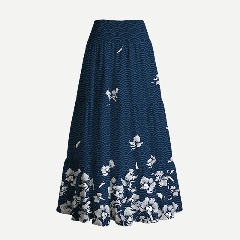 Japanese Vintage Maxi Skirt for Vacation