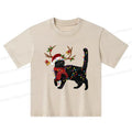 Kyoto-Lion Christmas Black Cat Kids Washed T-Shirt