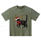 Christmas Black Cat Kids T-Shirt
