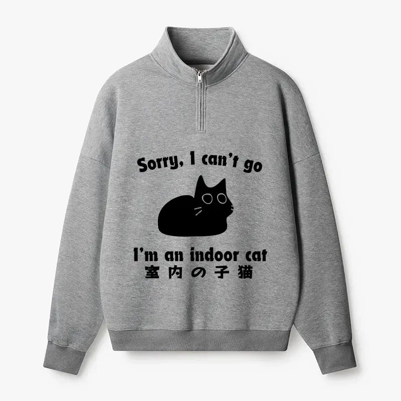 Japanese half zip fleece sweatshirt for indoor