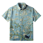 Japanese Black Cat Button-up Shirt for Gift