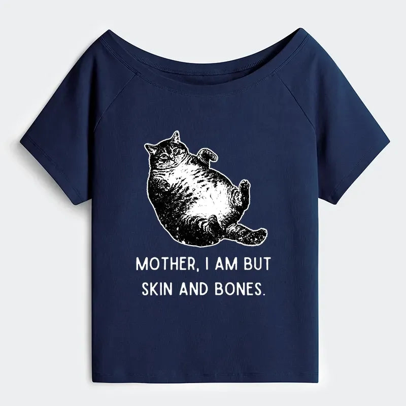 Japanese Cat Off Shoulder T-Shirt for Women