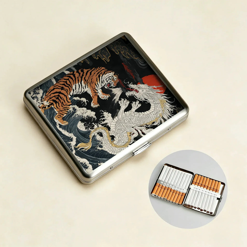 Japanese Dragon Tiger Cigarette Case Premium