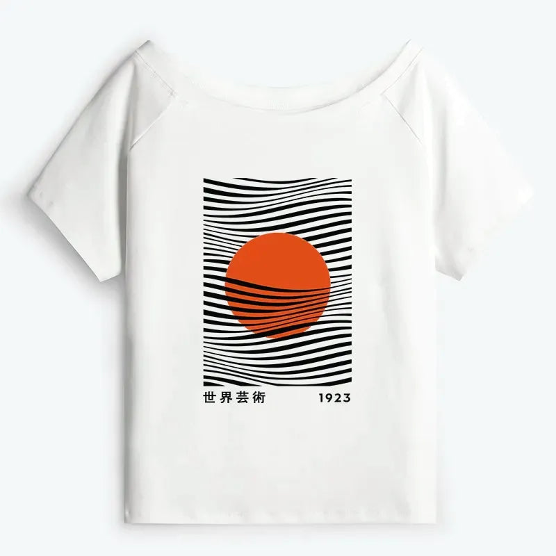 Minimalist Japanese Off Shoulder T-Shirt