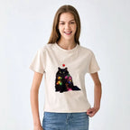Japanese cat christmas t-shirt for women
