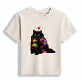 Kyoto-Lion Christmas Lights Cat Women's Washed T-shirt