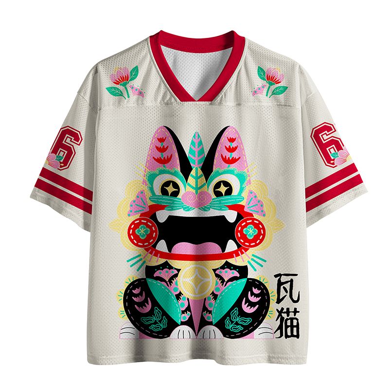 Vintage Japanese Cat Mesh Jersey Gift Idea