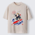 Kyoto-Lion Samurai Shiba Surfs On Wild Ocean Waves Washed T-Shirt