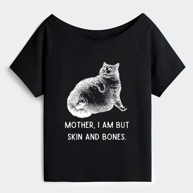 Japanese cat off shoulder t-shirt for women