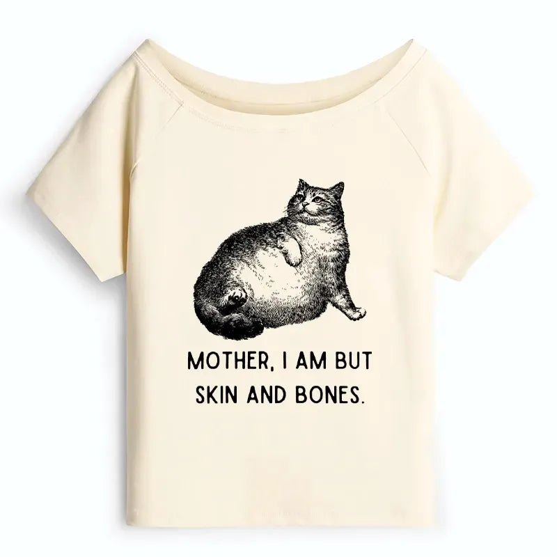 Japanese cat off shoulder t-shirt for women