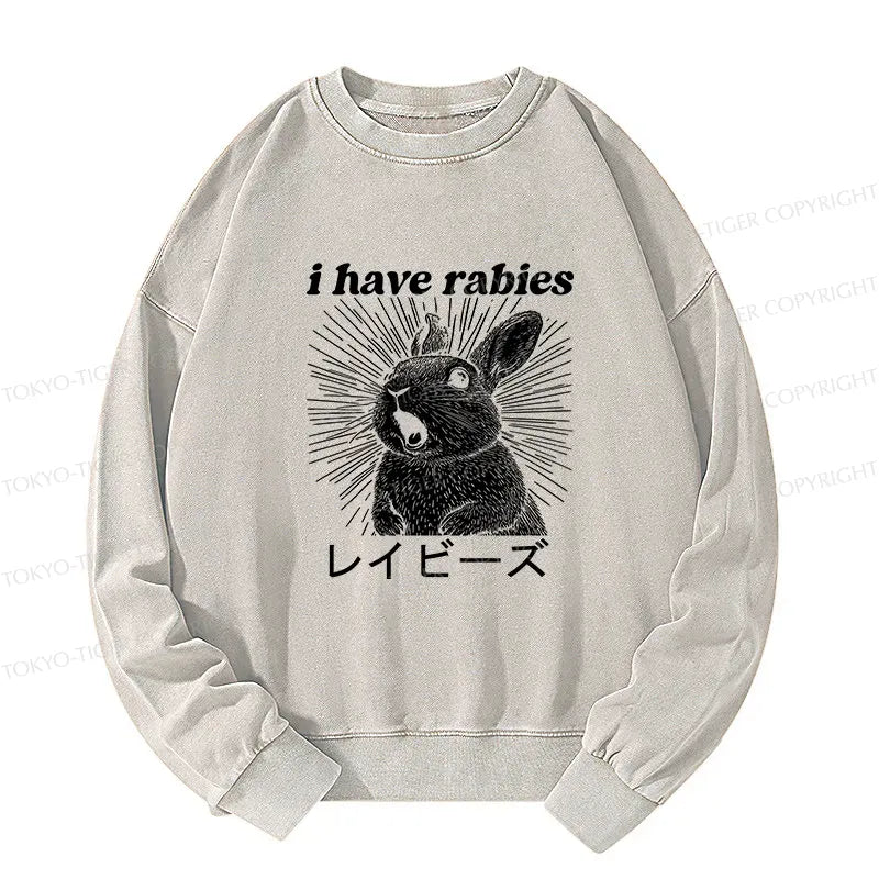 Kyoto-Lion Funny Rabbit Washed Sweatshirt