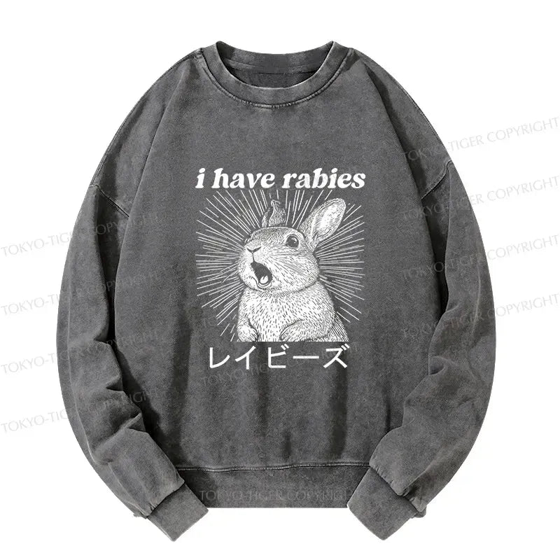 Kyoto-Lion Funny Rabbit Washed Sweatshirt