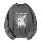 Kyoto-Lion Funny Rabbit Washed Sweatshirt