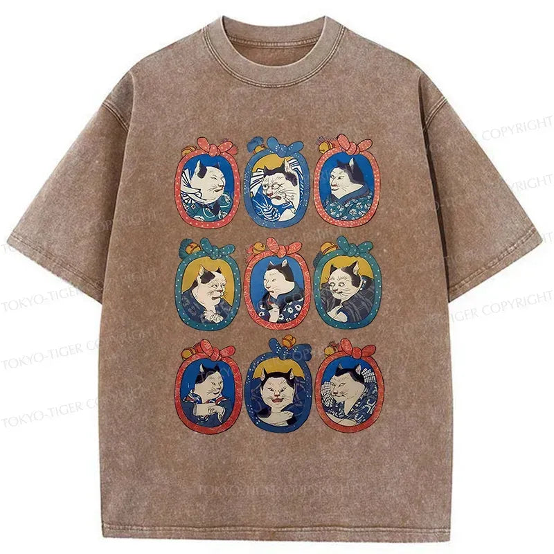 Washed Vintage Cat Tee Free Shipping