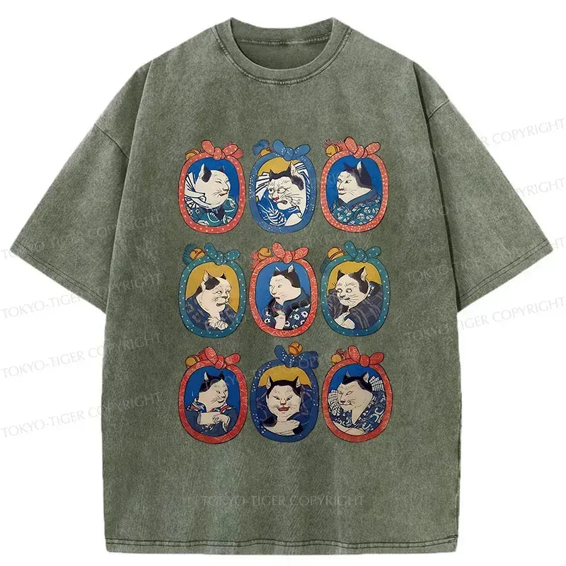 Washed Vintage Cat Tee Free Shipping