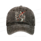Kyoto-Lion Vintage Sakura And Koi Washed Cap
