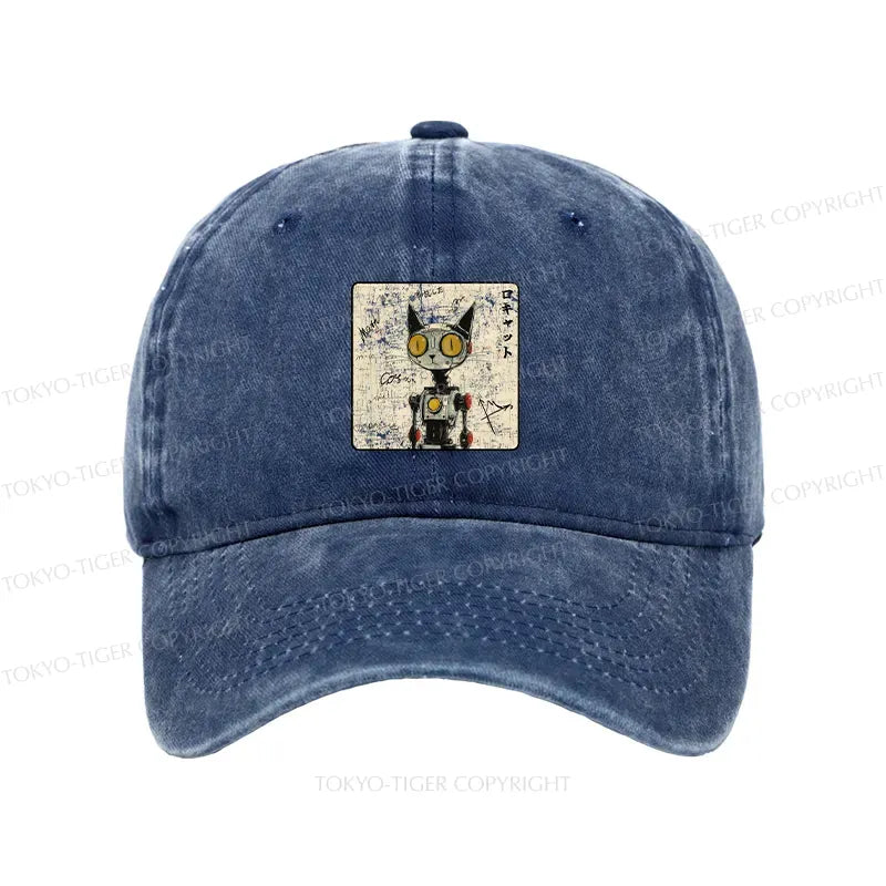 Japanese Robot Cat Washed Cap