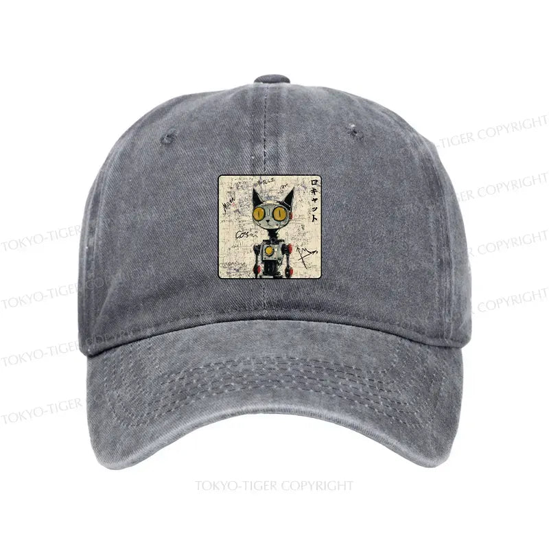 Japanese Robot Cat Washed Cap