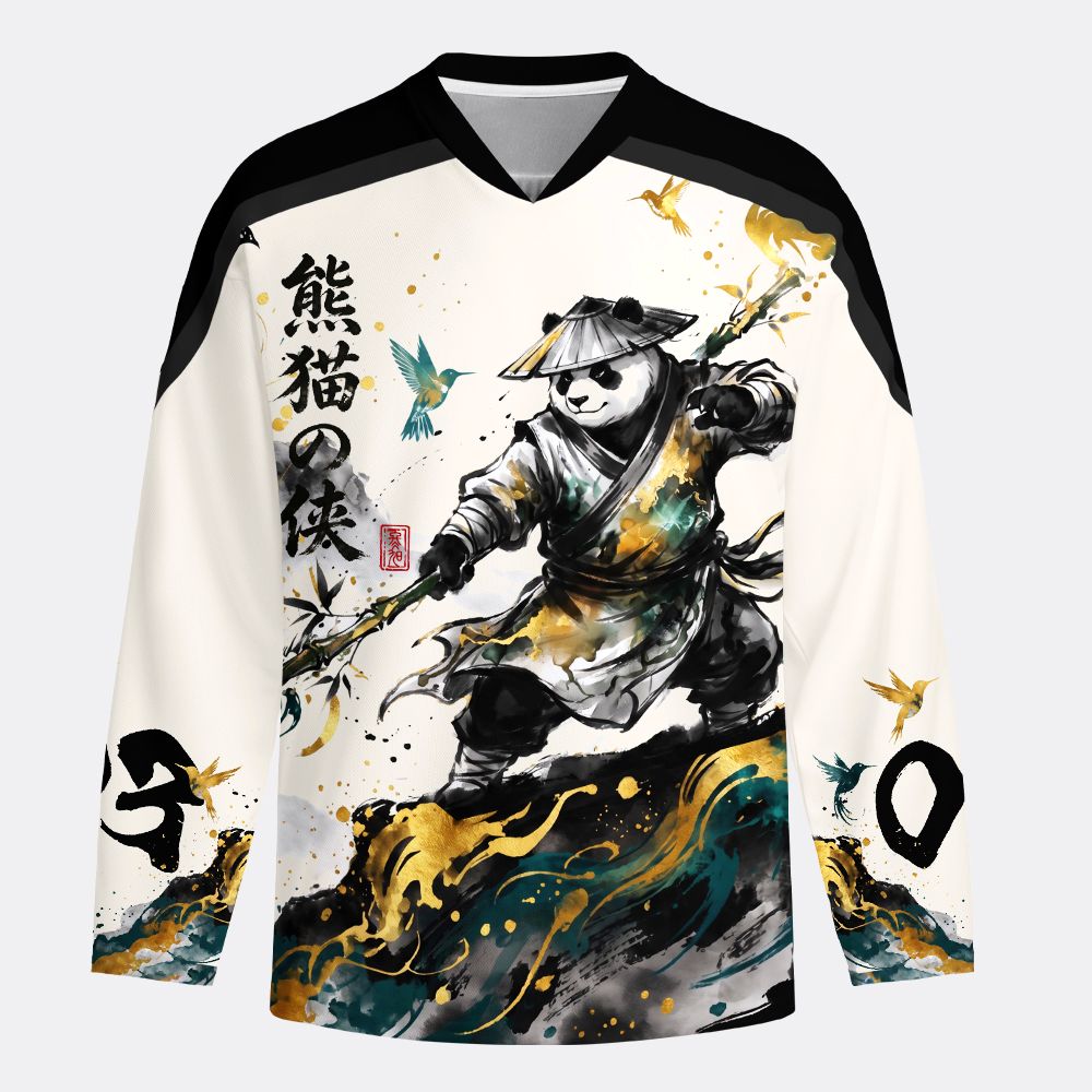 Kyoto-Lion Mountain Panda Warrior Long-Sleeve Hockey Jersey