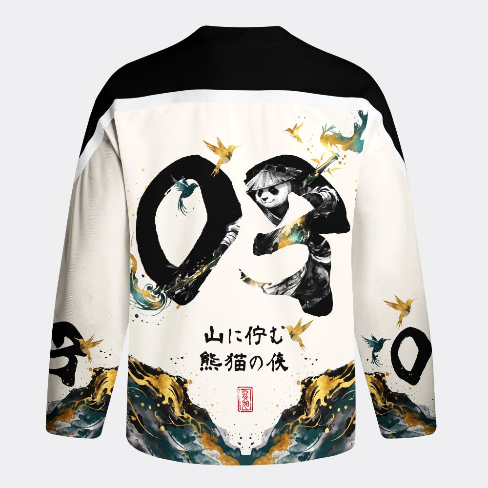 Kyoto-Lion Mountain Panda Warrior Long-Sleeve Hockey Jersey
